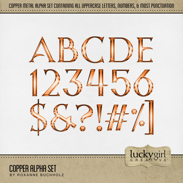Copper Alpha Set Digital Art - Digital Scrapbooking Kits