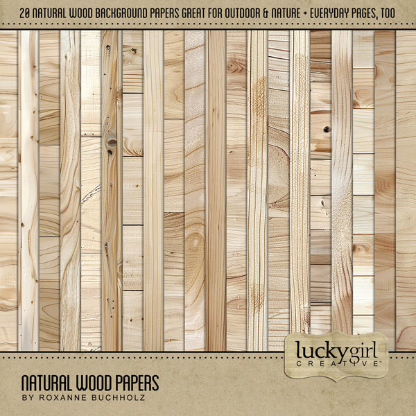 Natural Wood Papers Digital Art - Digital Scrapbooking Kits