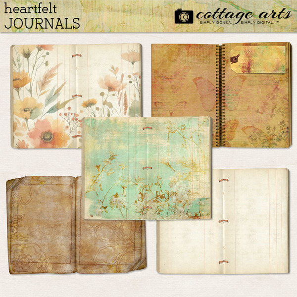 Heartfelt Journals Digital Art - Digital Scrapbooking Kits