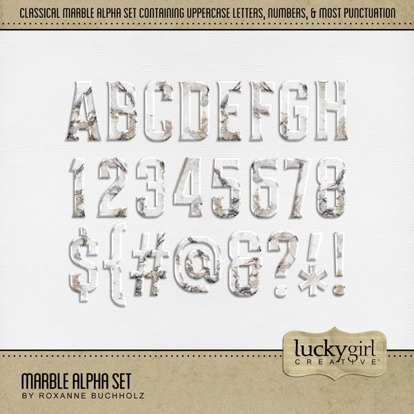 Marble Alpha Set Digital Art - Digital Scrapbooking Kits