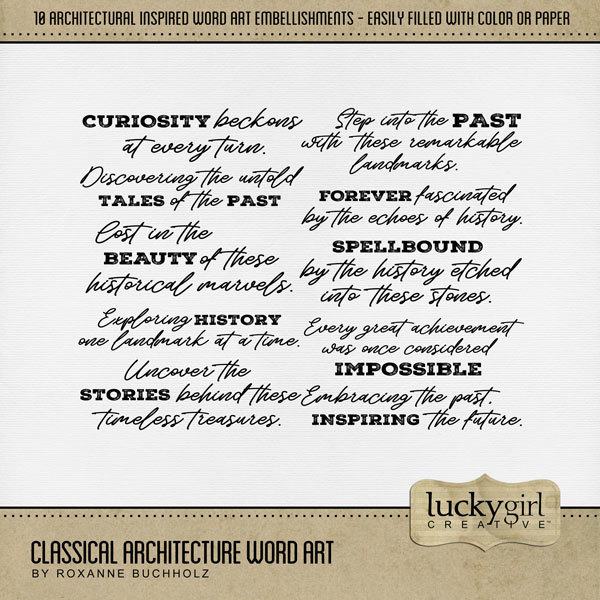 Classical Architecture Word Art Digital Art - Digital Scrapbooking Kits