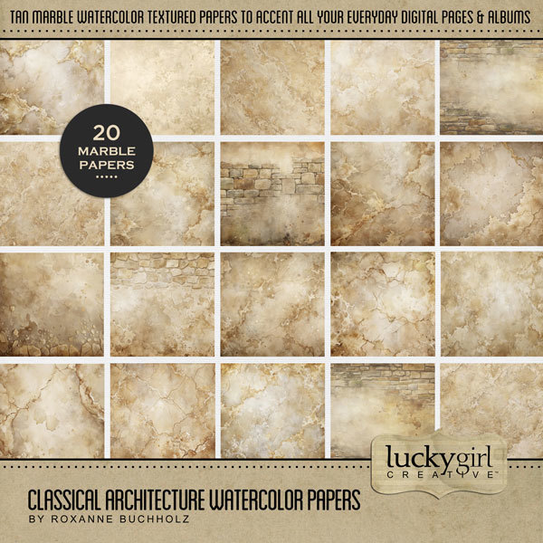 Classical Architecture Watercolor Papers Digital Art - Digital Scrapbooking Kits