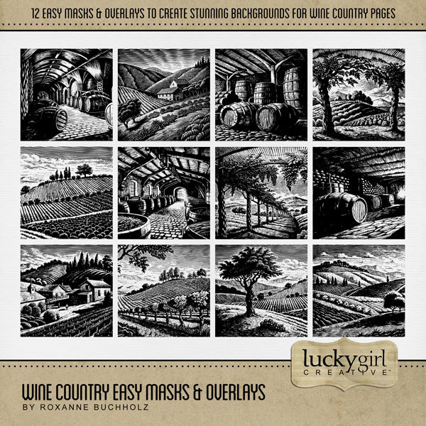 Wine Country Easy Masks & Overlays Digital Art - Digital Scrapbooking Kits