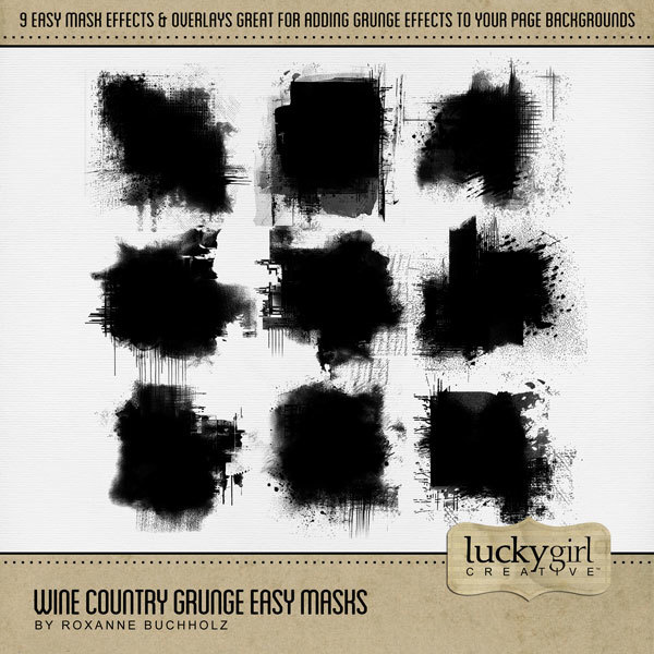 Wine Country Grunge Easy Masks Digital Art - Digital Scrapbooking Kits