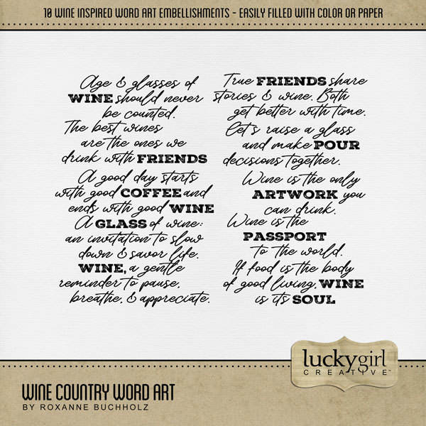 Wine Country Word Art Digital Art - Digital Scrapbooking Kits