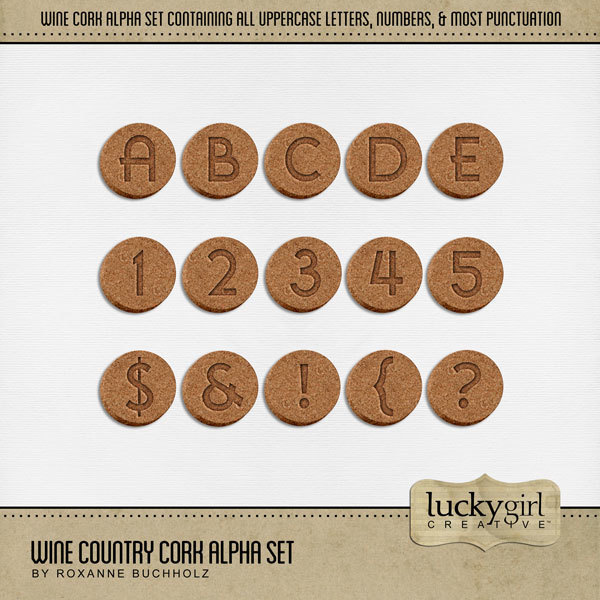 Wine Country Cork Alpha Set Digital Art - Digital Scrapbooking Kits