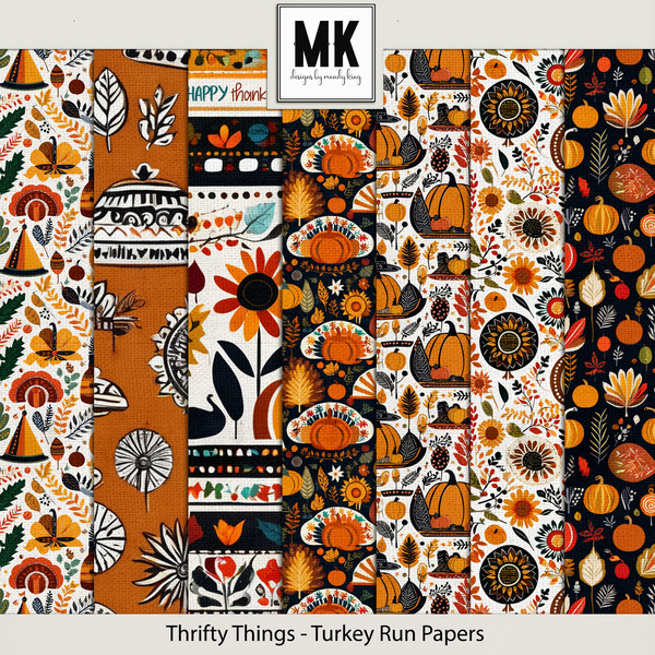 Thrifty Things - Turkey Run Papers Digital Art - Digital Scrapbooking Kits
