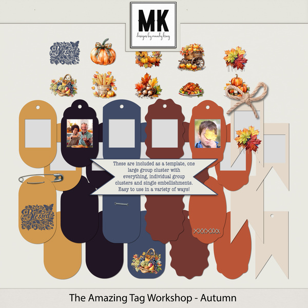 The Amazing Tag Workshop - Autumn Digital Art - Digital Scrapbooking Kits