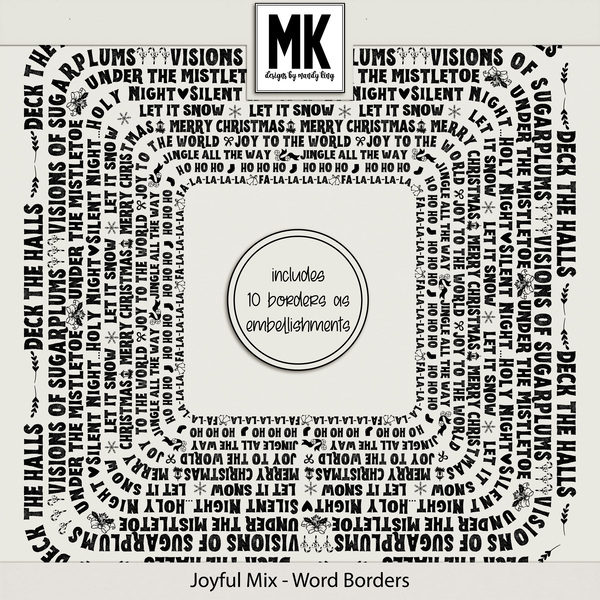 Joyful Mix - Word Borders Digital Art - Digital Scrapbooking Kits