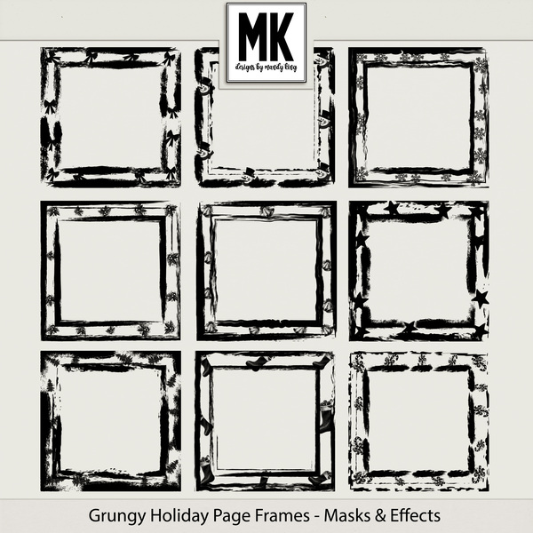 Grungy Holiday Page Frames - Masks & Effects Digital Art - Digital Scrapbooking Kits