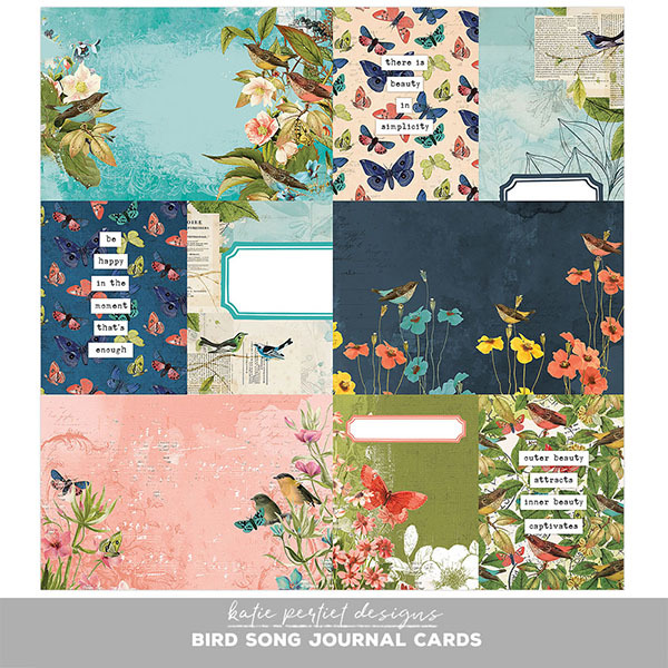 Bird Song Journal Cards Digital Art - Digital Scrapbooking Kits