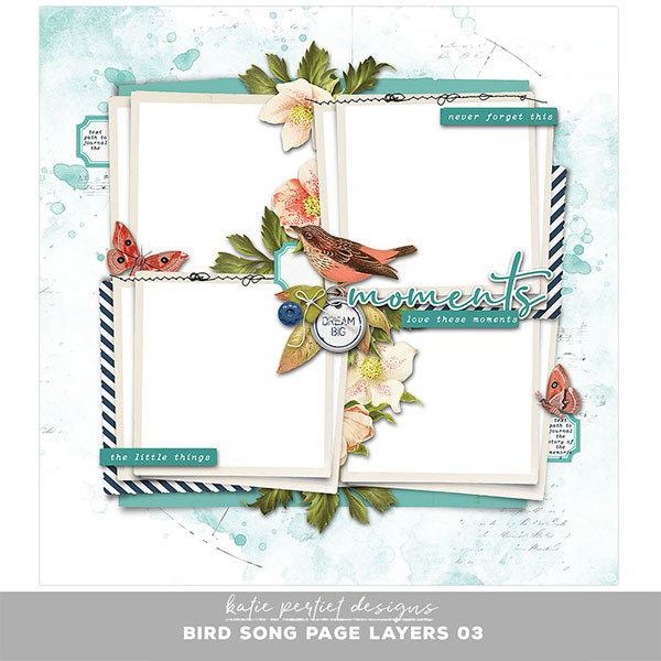 Bird Song Page Layers 03 Digital Art - Digital Scrapbooking Kits
