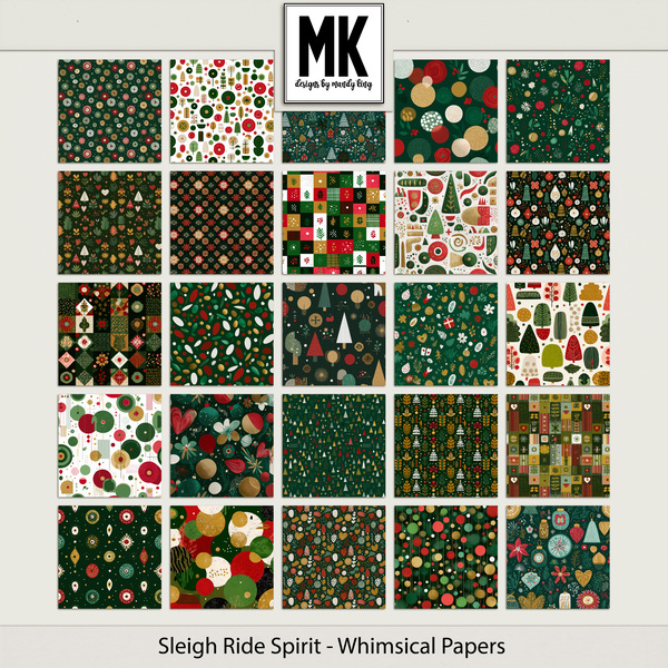 Sleigh Ride Spirit - Whimsical Papers Digital Art - Digital Scrapbooking Kits