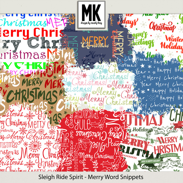 Sleigh Ride Spirit - Merry Word Snippets Digital Art - Digital Scrapbooking Kits