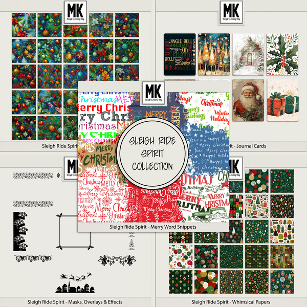 Sleigh Ride Spirit COLLECTION Digital Art - Digital Scrapbooking Kits