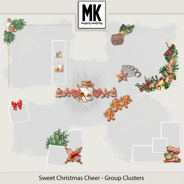 Sweet Christmas Cheer - Group Clusters Digital Art - Digital Scrapbooking Kits