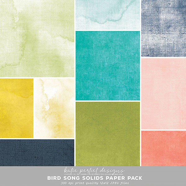 Bird Song Solids Paper Pack Digital Art - Digital Scrapbooking Kits