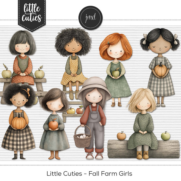 Little Cuties - Fall Farm Girls Digital Art - Digital Scrapbooking Kits