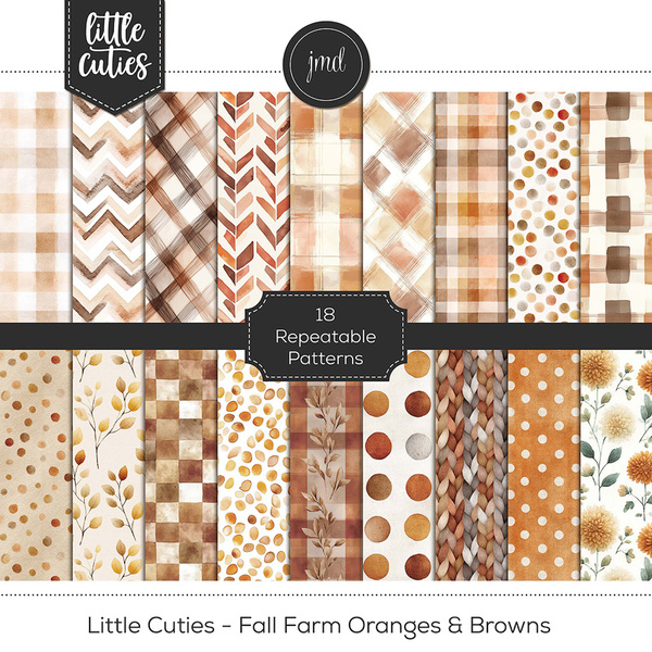 Little Cuties - Fall Farm Oranges & Browns Digital Art - Digital Scrapbooking Kits