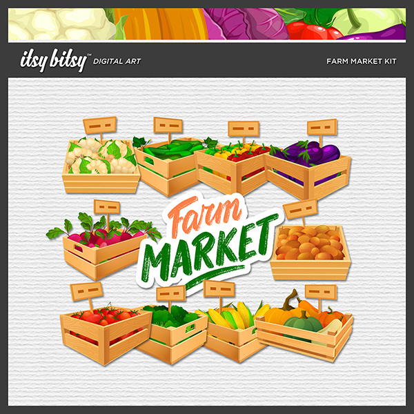 Farm Market Kit Digital Art - Digital Scrapbooking Kits