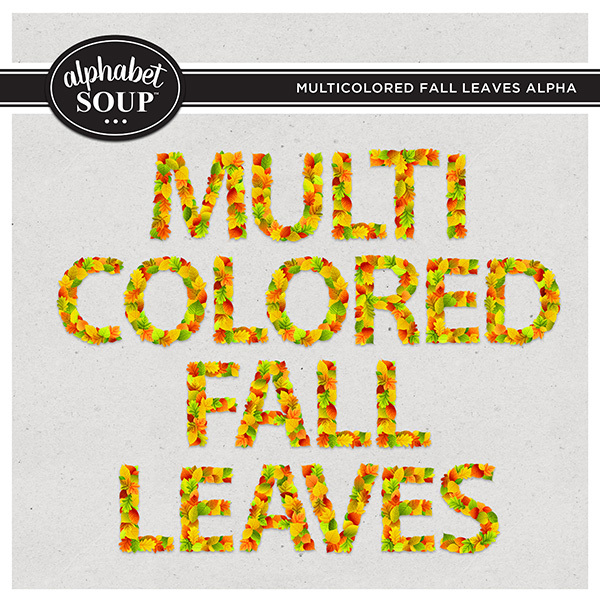 Multicolored Fall Leaves Alpha Digital Art - Digital Scrapbooking Kits