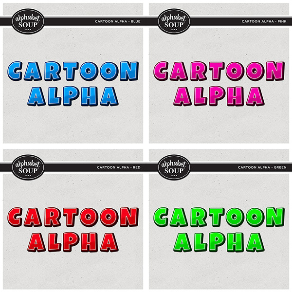 Cartoon Alpha Bundle Digital Art - Digital Scrapbooking Kits