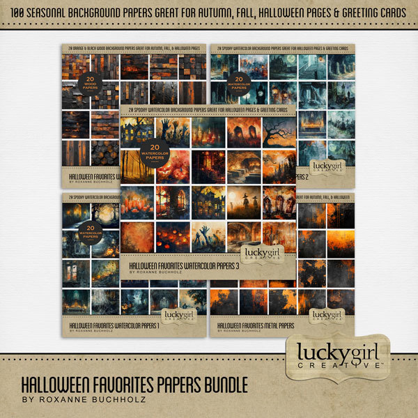 Halloween Favorites Papers Bundle Digital Art - Digital Scrapbooking Kits