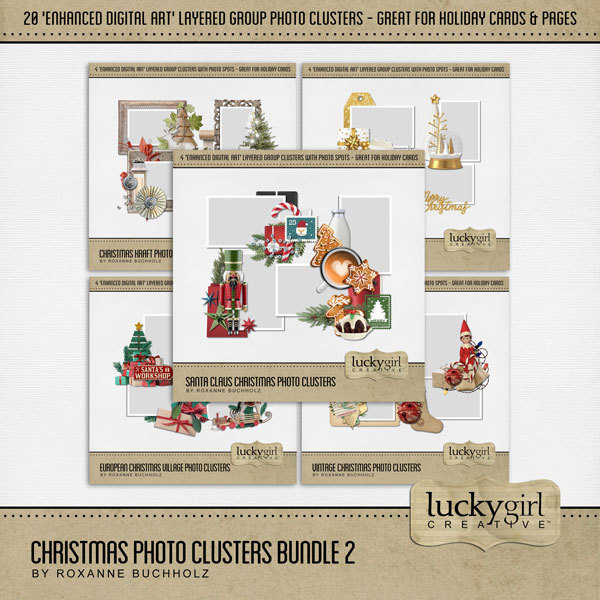 Christmas Photo Clusters Bundle 2 Digital Art - Digital Scrapbooking Kits