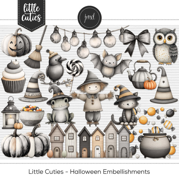 Little Cuties - Halloween Embellishments Digital Art - Digital Scrapbooking Kits