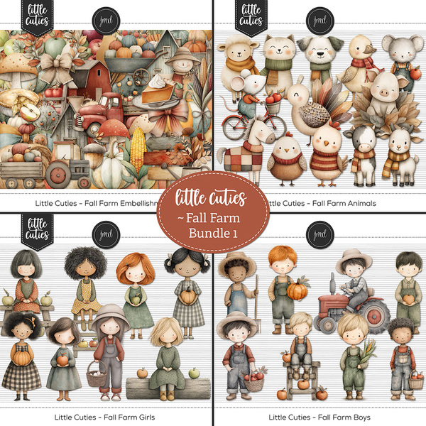 Little Cuties - Fall Farm Bundle 1 Digital Art - Digital Scrapbooking Kits