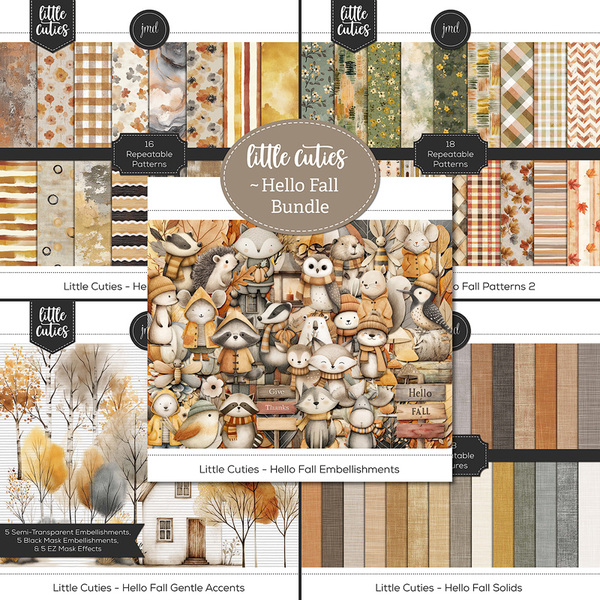 Little Cuties - Hello Fall Bundle Digital Art - Digital Scrapbooking Kits