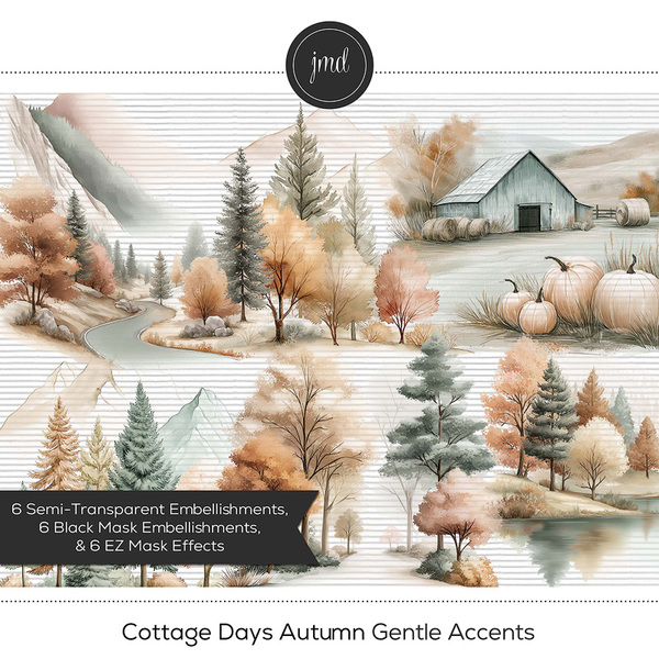 Cottage Days Autumn Gentle Accents Digital Art - Digital Scrapbooking Kits
