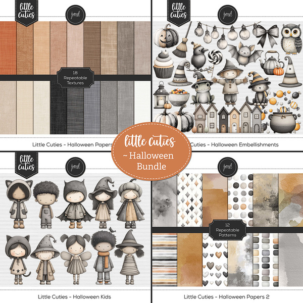 Little Cuties - Halloween Bundle Digital Art - Digital Scrapbooking Kits