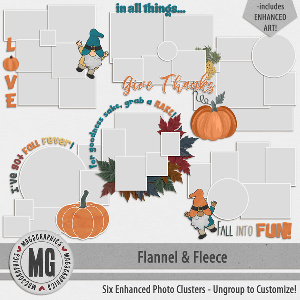 Flannel & Fleece Enhanced Photo Clusters Digital Art - Digital Scrapbooking Kits