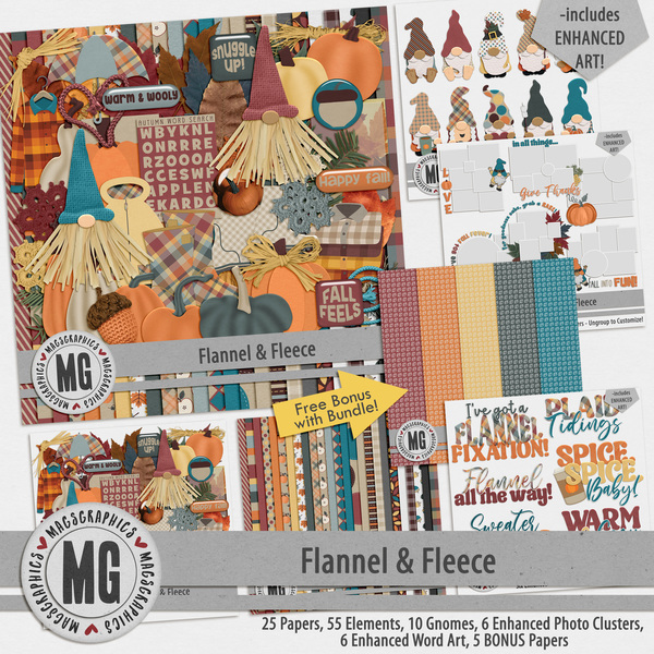 Flannel & Fleece Bundle Digital Art - Digital Scrapbooking Kits