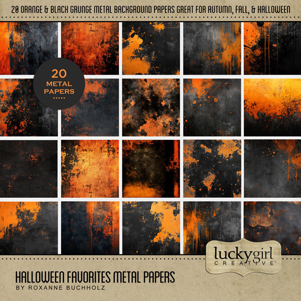 Halloween Favorites Metal Papers Digital Art - Digital Scrapbooking Kits