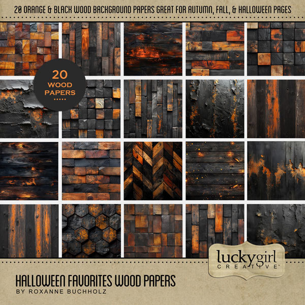 Halloween Favorites Wood Papers Digital Art - Digital Scrapbooking Kits