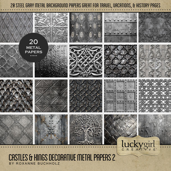 Castles & Kings Decorative Metal Papers 2 Digital Art - Digital Scrapbooking Kits
