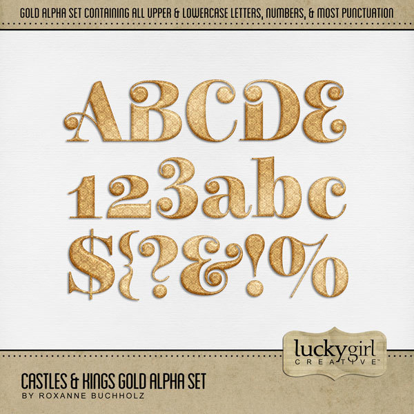 Castles & Kings Gold Alpha Set Digital Art - Digital Scrapbooking Kits