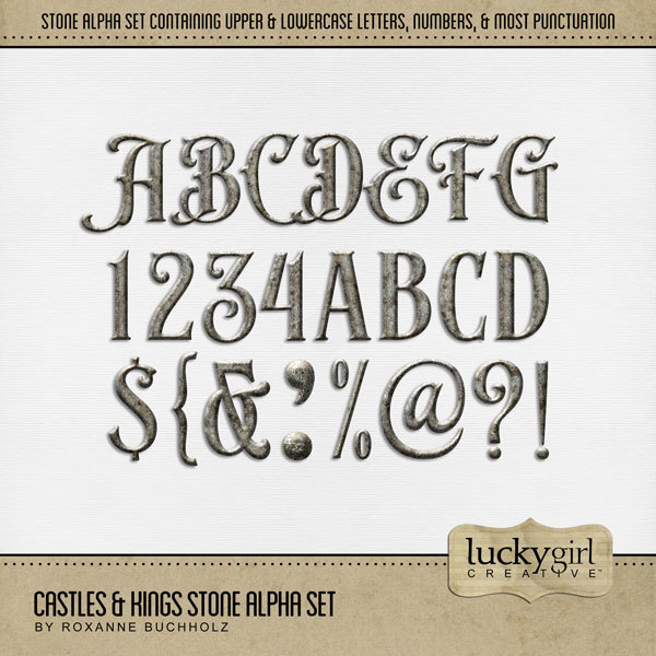 Castles & Kings Stone Alpha Set Digital Art - Digital Scrapbooking Kits