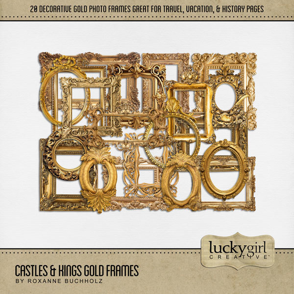 Castles & Kings Gold Frames Digital Art - Digital Scrapbooking Kits