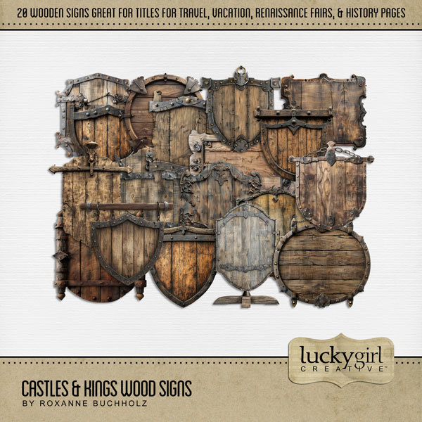Castles & Kings Wood Signs Digital Art - Digital Scrapbooking Kits