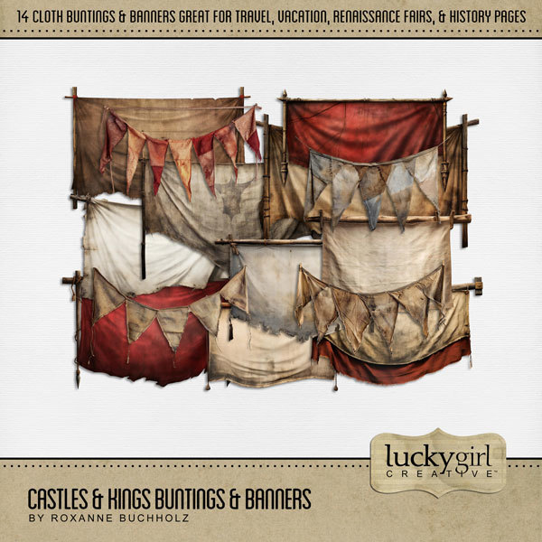 Castles & Kings Buntings & Banners Digital Art - Digital Scrapbooking Kits