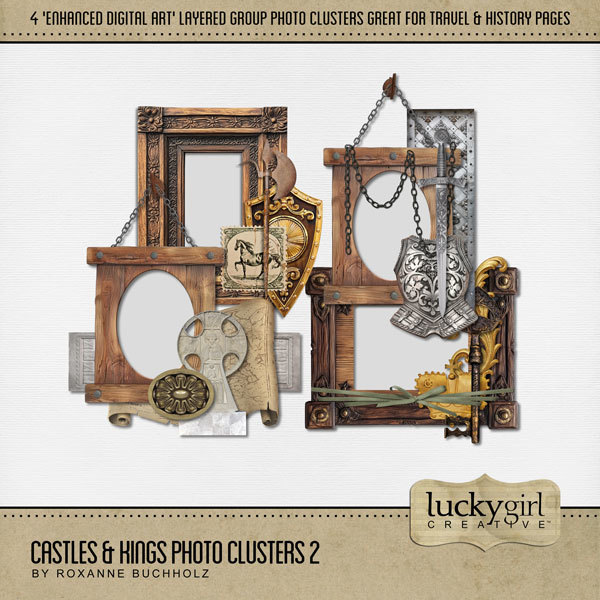 Castles & Kings Photo Clusters 2 Digital Art - Digital Scrapbooking Kits