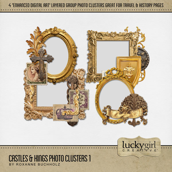 Castles & Kings Photo Clusters 1 Digital Art - Digital Scrapbooking Kits