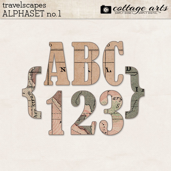 TravelScapes AlphaSet 1 Digital Art - Digital Scrapbooking Kits
