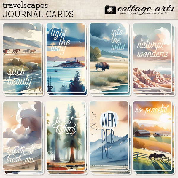 TravelScapes Journal Cards Digital Art - Digital Scrapbooking Kits