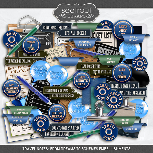 Travel Notes - From Dreams to Schemes Digital Art - Digital Scrapbooking Kits