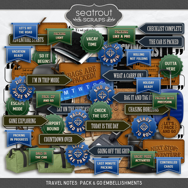 Travel Notes - Pack & Go Digital Art - Digital Scrapbooking Kits