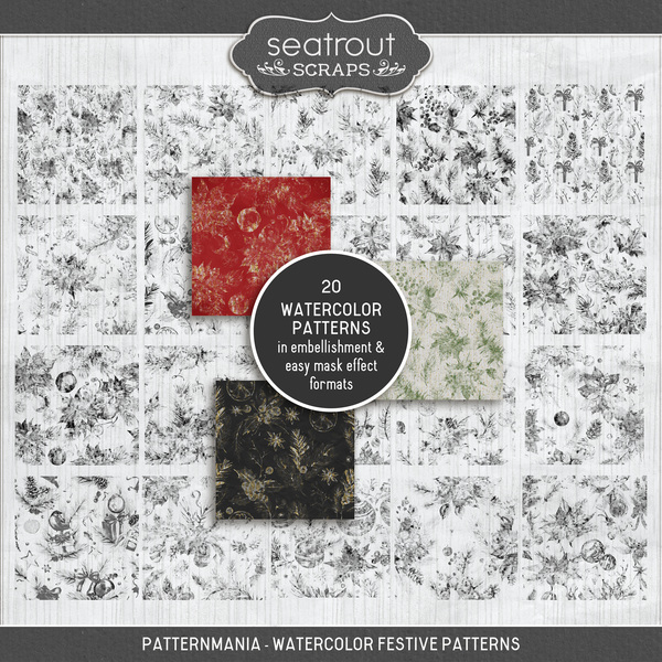 PatternMania - Watercolor Festive Patterns Digital Art - Digital Scrapbooking Kits